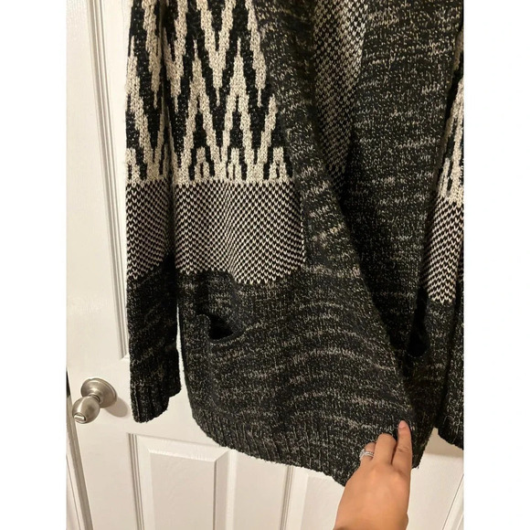 LUCKY Brand Stargazer Aztec Wool Shawl Cardigan Sweater Open Front sz M - Picture 8 of 15